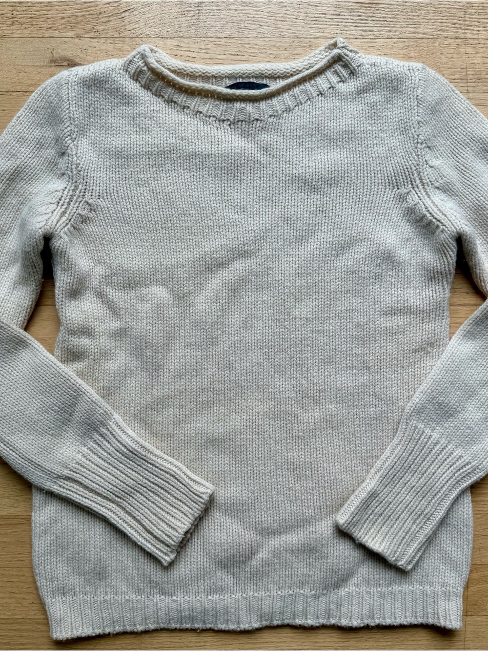 EUC: The Row Made in USA Cream Knit Crewneck Sweater, early 2010s, sz. Small